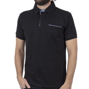 Κοντομάνικο Μπλουζάκι Polo Jersey DOUBLE PS-224S Μαύρο