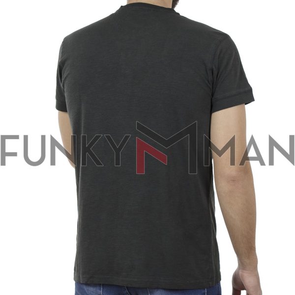 Κοντομάνικη Μπλούζα Henley T-Shirt Garage55 GAM241-04119 Ανθρακί