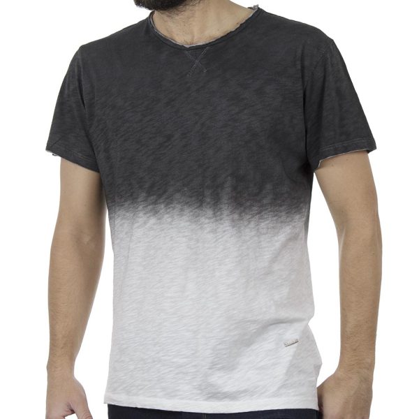 Κοντομάνικη Μπλούζα Δίχρωμο T-Shirt Back2jeans B19 Ανθρακί