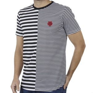 Ριγέ Κοντομάνικη Μπλούζα T-Shirt FREE WAVE 91104 Μαύρο