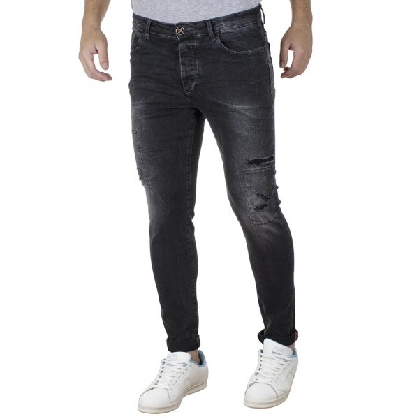 Τζιν Παντελόνι Slim Fit DAMAGED jeans D27D Μαύρο