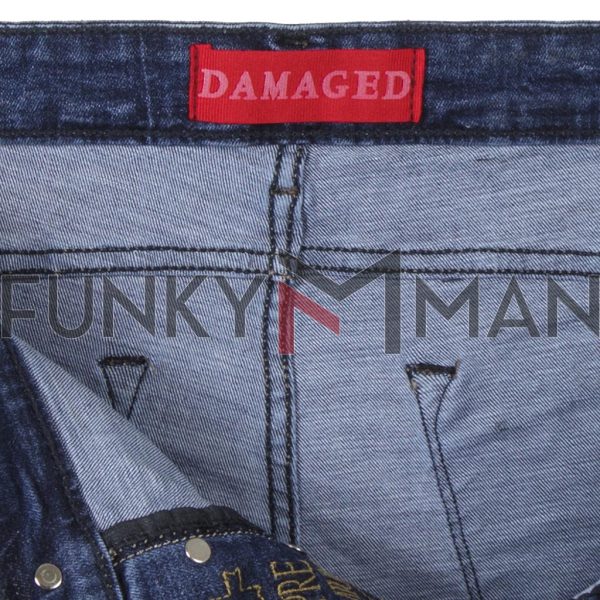 Jean Chinos Παντελόνι Slim με Λάστιχα DAMAGED jeans D6A SS19 Μπλε