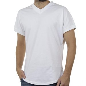 Κοντομάνικο V-Neck Fashion T-Shirt FREE WAVE 81127 Λευκό