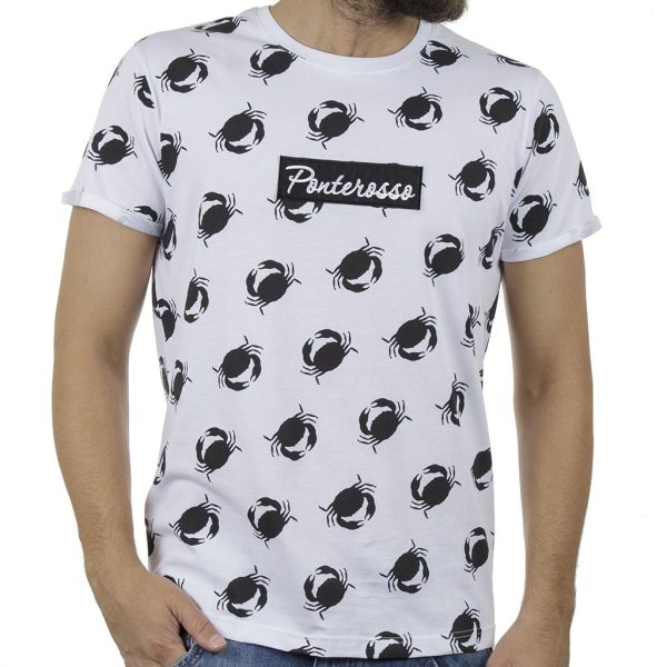 Κοντομάνικο All Over Print Fashion T-Shirt PONTEROSSO 19-1034 CRABS Λευκό
