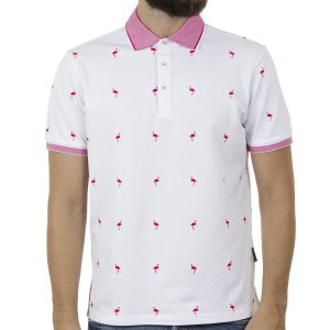Κοντομάνικο Flamingo Fashion Polo BENETO MARETTI S19-PO30-318 Λευκό