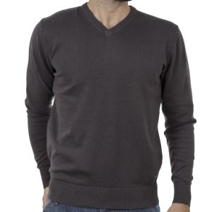 Πλεκτή Μπλούζα V Neck Sweater DOUBLE KNIT-36 Ανθρακί