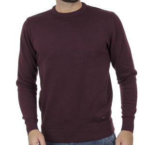 Πλεκτή Μπλούζα Round Neck Sweater DOUBLE KNIT-37 Μπορντό