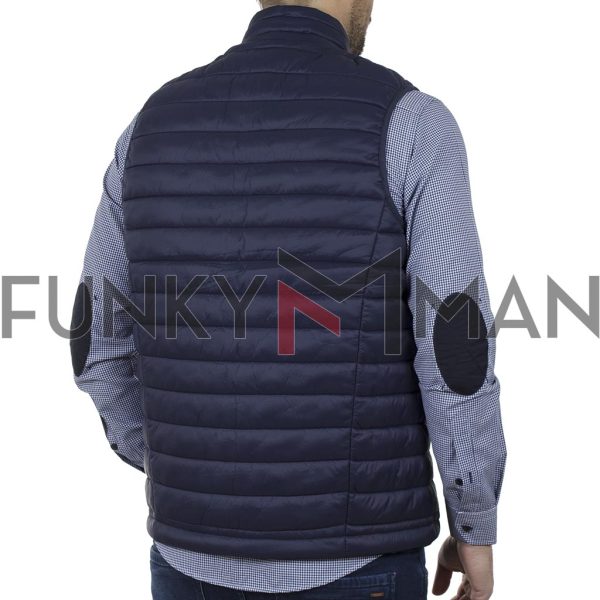 Αμάνικο Μπουφάν Puffer Vest Jacket DOUBLE SMJK-08 Μπλε Indigo