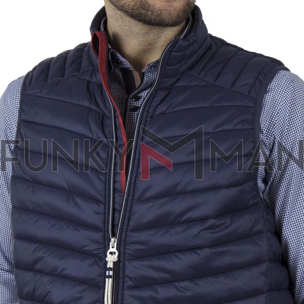 Αμάνικο Μπουφάν Puffer Vest Jacket DOUBLE SMJK-08 Μπλε Indigo