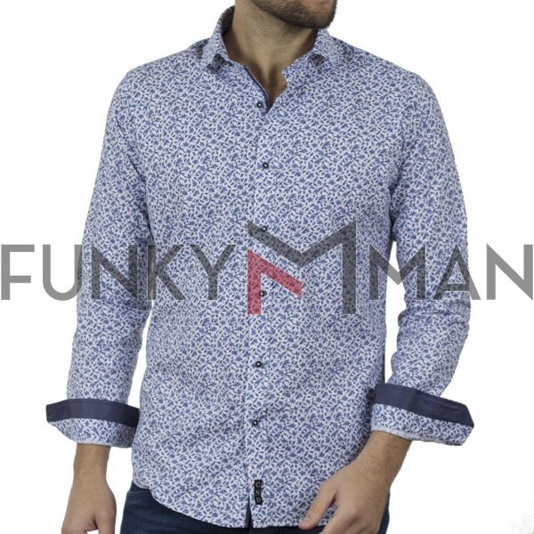 Φλοράλ Πουκάμισο Slim Fit CND Shirts 6800-3 Μπλε