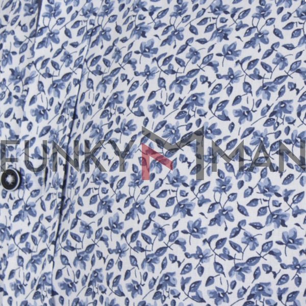 Φλοράλ Πουκάμισο Slim Fit CND Shirts 6800-3 Μπλε