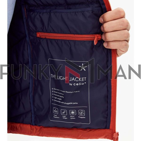 Ελαφρύ Μπουφάν Puffer Jacket CELIO RUNEW SS20 ανοιχτό Κόκκινο