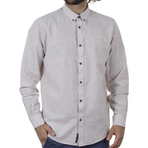 Λινό Μακρυμάνικο Πουκάμισο Slim Line Shirt DOUBLE GS-501 SS20 Μπεζ