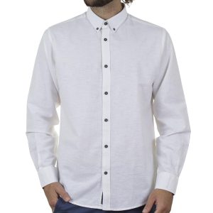 Λινό Μακρυμάνικο Πουκάμισο Slim Line Shirt DOUBLE GS-501 SS20 Λευκό