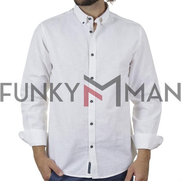 Λινό Μακρυμάνικο Πουκάμισο Slim Line Shirt DOUBLE GS-501 SS20 Λευκό