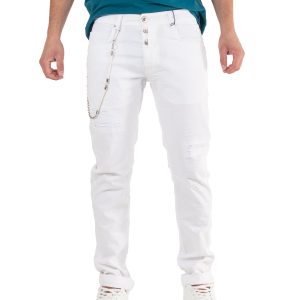Τζιν Chinos Παντελόνι DAMAGED R34C SS20 Slim Λευκό