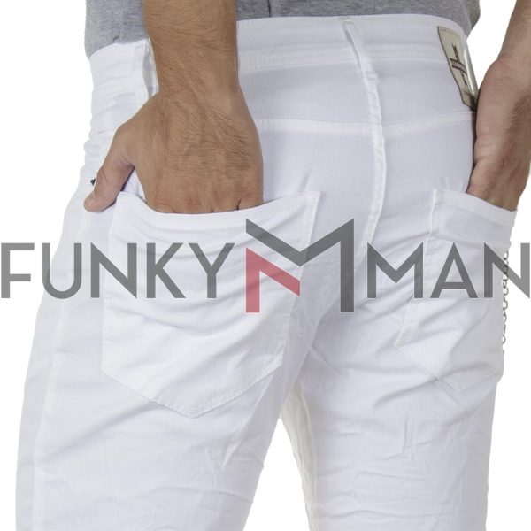 Τζιν Chinos Παντελόνι DAMAGED R3E SS20 Super Skinny Λευκό