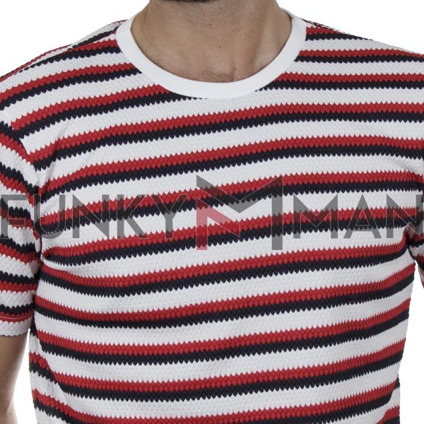 Κοντομάνικο Ριγέ T-Shirt FREE WAVE 21105 SS20 Κόκκινο