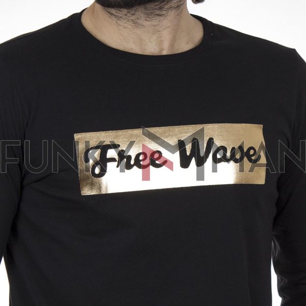 Μακρυμάνικη Μπλούζα Μακό FREE WAVE 22102 Μαύρο