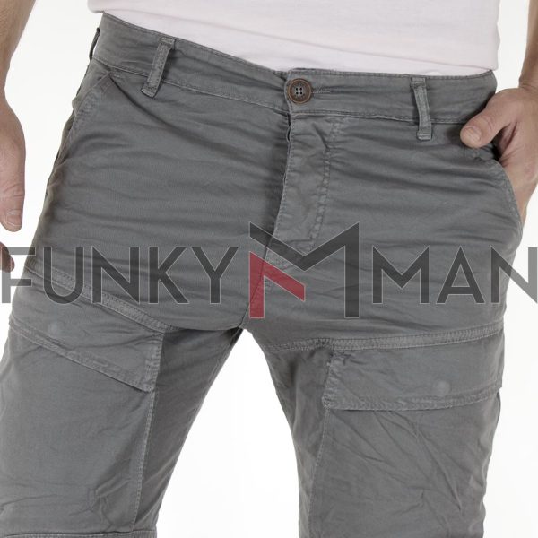 Cargo Παντελόνι με Λάστιχα Back2jeans W50 SS21 ARMY cement Γκρι