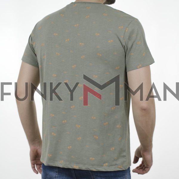 Cotton Flama T-Shirt All Over Print DOUBLE TS-160 Χακί