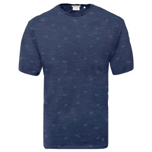 Cotton Flama T-Shirt All Over Print DOUBLE TS-160 Μπλε ρουά