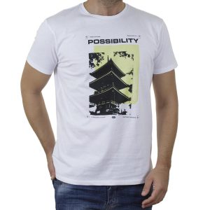 Graphic Print T-Shirt DOUBLE TS-166W Λευκό