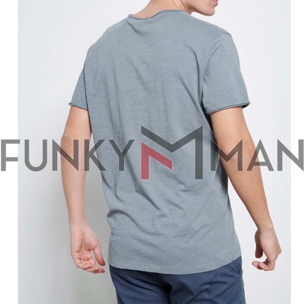 Henley T-Shirt FUNKY BUDDHA FBM003-005-04 Γκρι