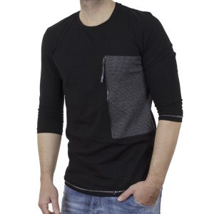Μακρυμάνικη Μπλούζα T-shirt #HASHTAG ZIP W17062 Μαύρο