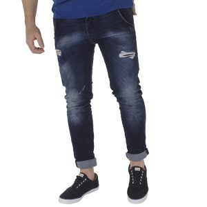 Jean Παντελόνι Slim Fit DAMAGED jeans D50 SS21 Μπλε