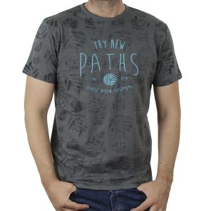 Cotton Flama T-Shirt All Over Print DOUBLE TS-161 Γκρι