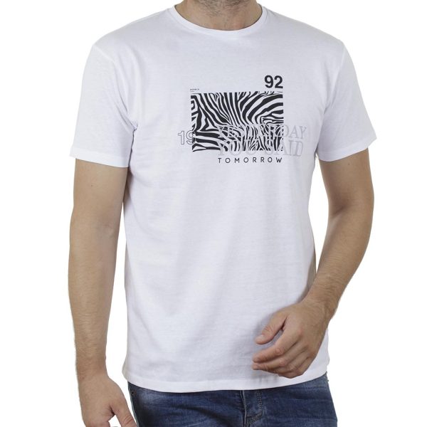 Graphic Print T-Shirt DOUBLE TS-165W Λευκό