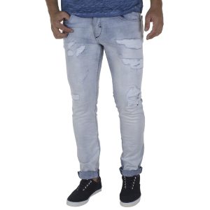 Τζιν Παντελόνι Slim Fit Damaged Jeans D16 Sky Blue