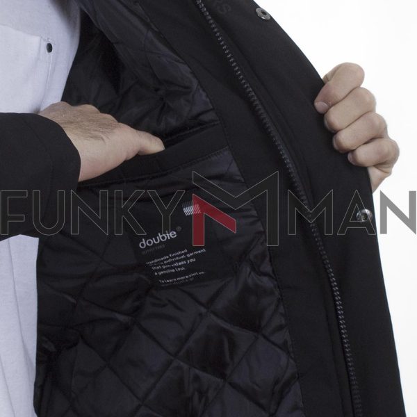Parka Jacket με Κουκούλα DOUBLE MJK-161 Μαύρο