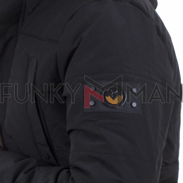 Padded-Puffer Parka Jacket με Κουκούλα DOUBLE MJK-162 Μαύρο