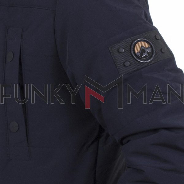 Padded-Puffer Parka Jacket με Κουκούλα DOUBLE MJK-162 Navy
