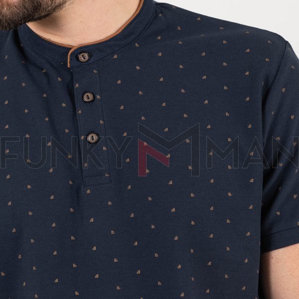 Mao All Over Print Fashion Polo DOUBLE PS-278S Navy