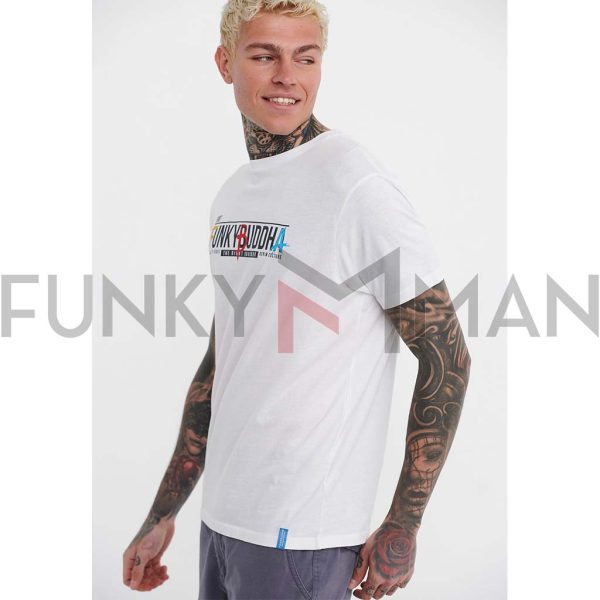 T-Shirt FUNKY BUDDHA FBM005-036-04 Λευκό