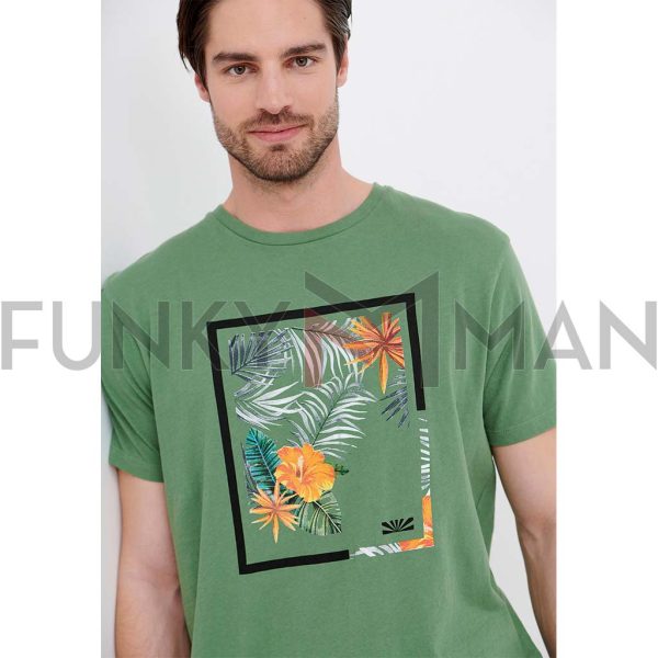 T-Shirt FUNKY BUDDHA FBM005-045-04 Πράσινο