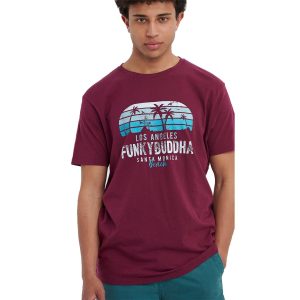 T-Shirt FUNKY BUDDHA FBM005-051-04 Μπορντό