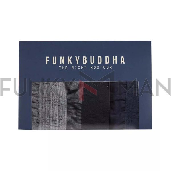 Μπόξερ FUNKY BUDDHA FBM005-080-10 Σετ 3 τεμ. Μαύρο Ανθρακί & Γκρι