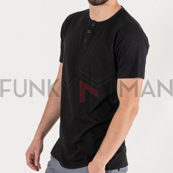 Henley Flama T-Shirt DOUBLE TS-182 Μαύρο