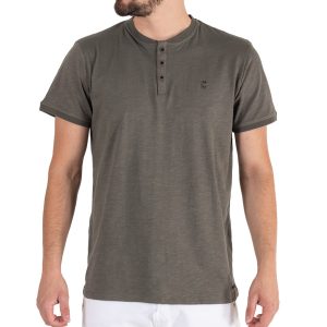 Henley Flama T-Shirt DOUBLE TS-183 σκούρο Γκρι