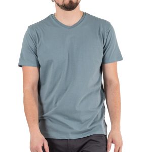 V-Neck T-Shirt DOUBLE TS-186 ανοιχτό Μπλε