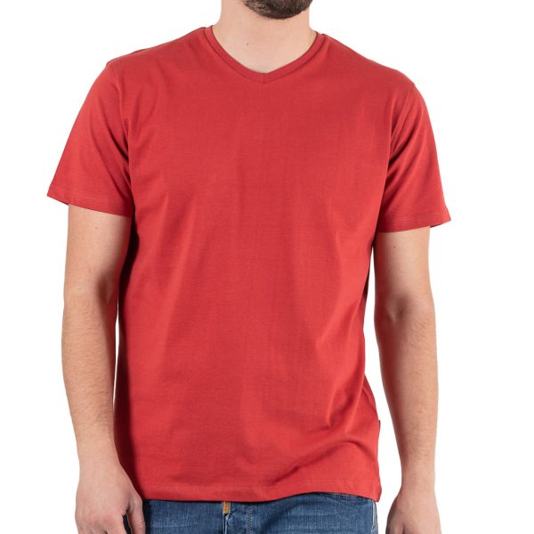 V-Neck T-Shirt DOUBLE TS-186 Κόκκινο