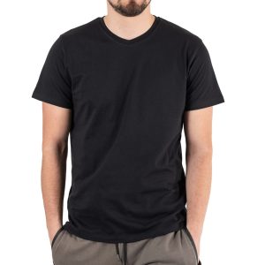 V-Neck T-Shirt DOUBLE TS-186B Μαύρο