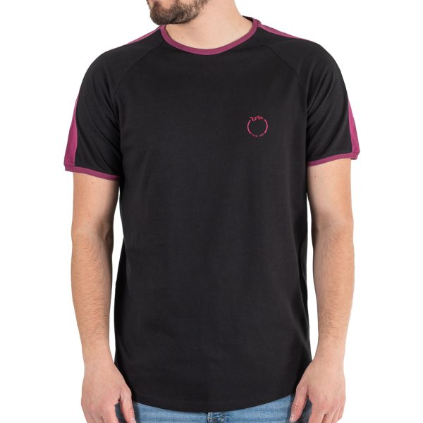 Round Neck Raglan T-Shirt DOUBLE TS-187 Μαύρο