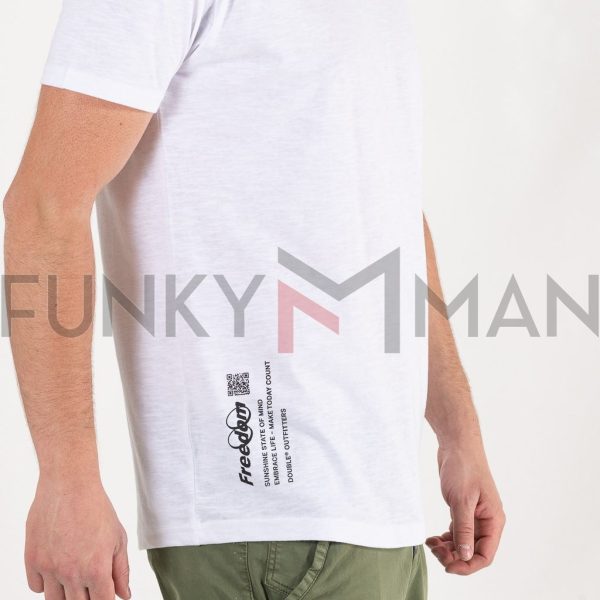 Front & Back Print T-Shirt DOUBLE TS-195 Λευκό