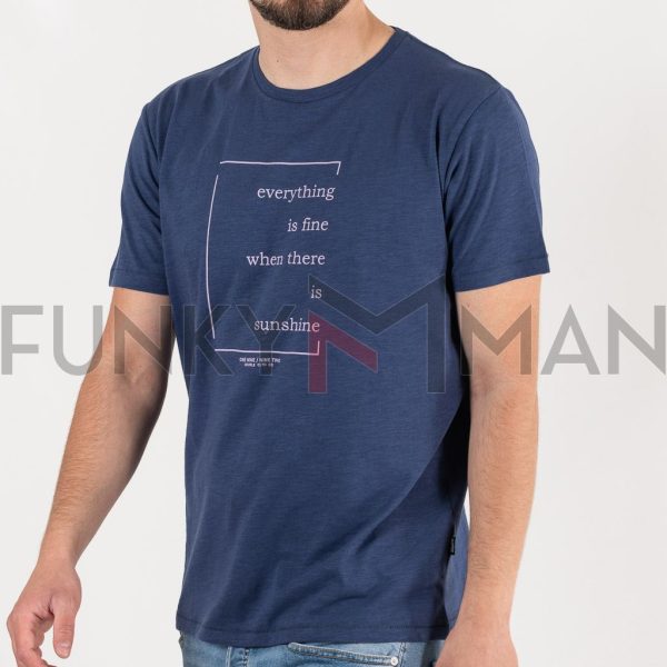 Graphic Print Flama T-Shirt DOUBLE TS-201 Indigo