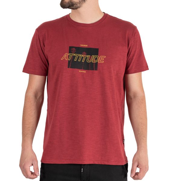 Graphic Print Flama T-Shirt DOUBLE TS-201 Wine Red